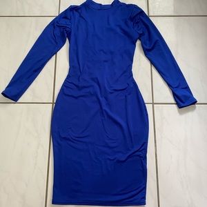 royal blue open back fitted dress size M